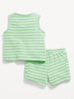 Jacquard-Knit Henley Tank and Shorts Set for Baby