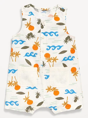 Sleeveless Henley One-Piece Romper for Baby