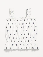Sleeveless Crinkle Jacquard Peplum Tank Top for Toddler Girls