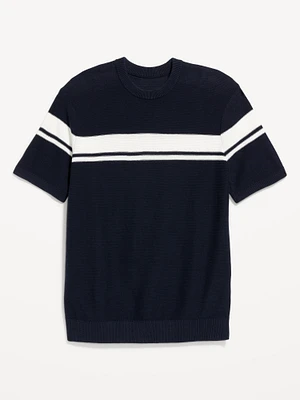 Short-Sleeve Striped Sweater