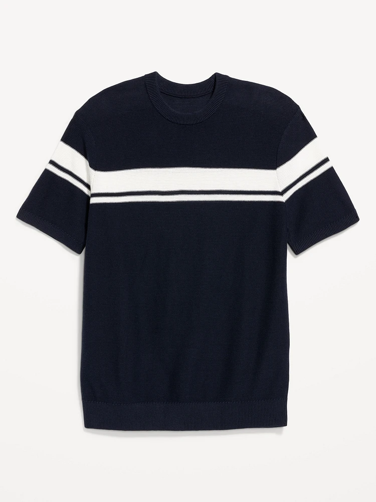 Short-Sleeve Striped Sweater