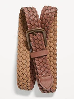 Braided Faux-Leather Belt for Men