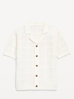 Short-Sleeve Crochet-Knit Shirt for Boys
