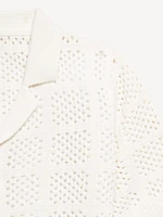 Short-Sleeve Crochet-Knit Shirt for Boys
