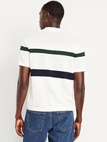 Short-Sleeve Button-Front Sweater Shirt