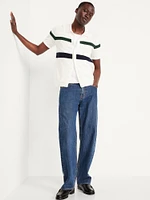 Short-Sleeve Button-Front Sweater Shirt