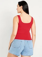 Double-Layer Scoop-Neck Tank Top