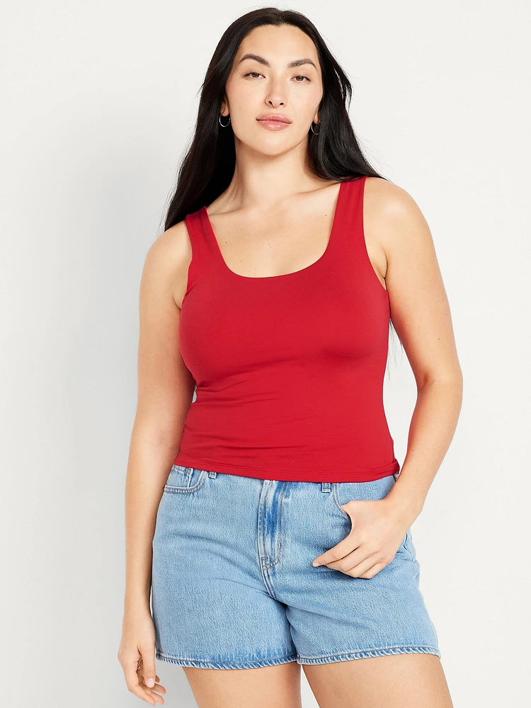 Double-Layer Scoop-Neck Tank Top