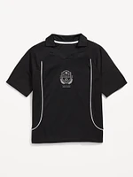 Oversized Collared Graphic Performance Top for Boys
