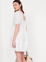 Pleated Mini Swing Dress
