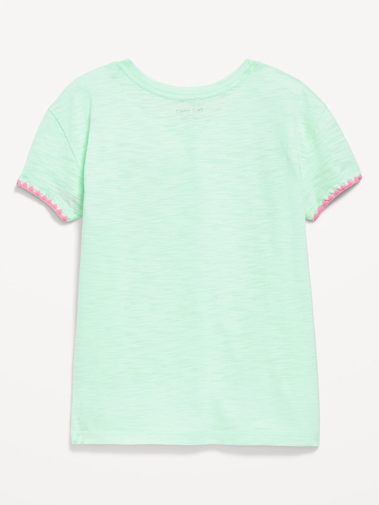 Softest Stitch-Trim Pocket T-Shirt for Girls