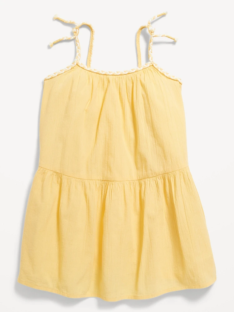 Printed Sleeveless Crinkle Crepe Tiered Dress for Toddler Girls