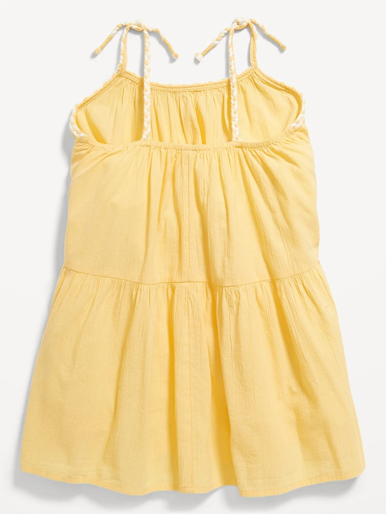 Printed Sleeveless Crinkle Crepe Tiered Dress for Toddler Girls