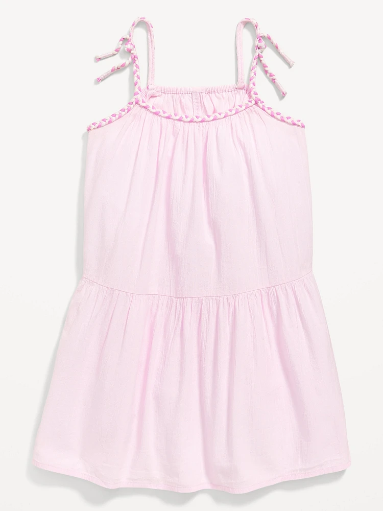 Printed Sleeveless Crinkle Crepe Tiered Dress for Toddler Girls