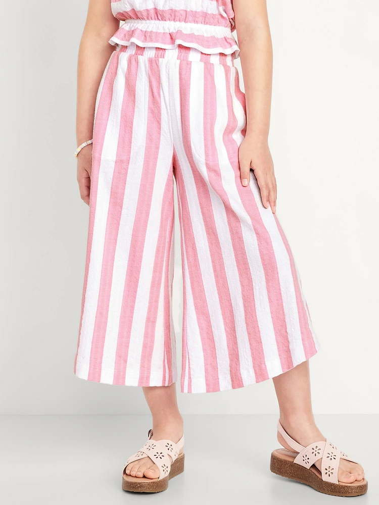 High-Waisted Pucker Wide-Leg Pants for Girls
