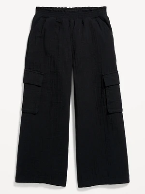 Double-Weave Wide-Leg Cargo Pants for Girls