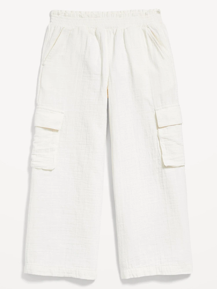 Double-Weave Wide-Leg Cargo Pants for Girls