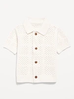 Short-Sleeve Crochet-Knit Shirt for Baby