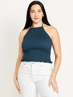 Sleeveless Smocked Crop Top