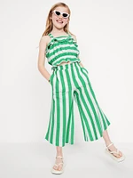 High-Waisted Pucker Wide-Leg Pants for Girls
