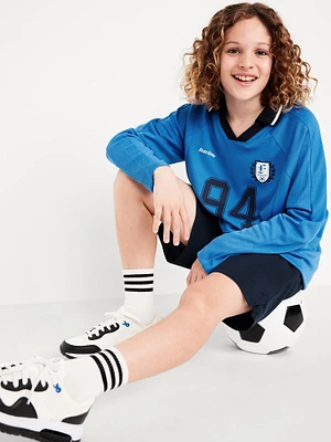 Oversized Long-Sleeve Collared Performance Top for Boys