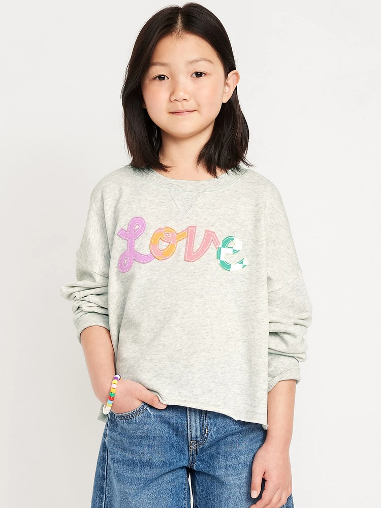 Printed Cropped French-Terry Sweatshirt for Girls