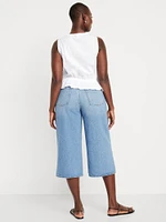 High-Waisted Baggy Wide-Leg Culotte Jeans