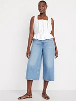 High-Waisted Baggy Wide-Leg Culotte Jeans