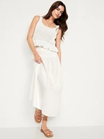 High-Waisted Crinkle Gauze Smocked Maxi Skirt