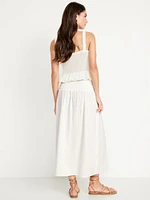 High-Waisted Crinkle Gauze Smocked Maxi Skirt