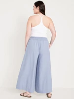 Mid-Rise Linen-Blend Super Wide-Leg Palazzo Pants