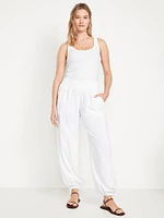 Mid-Rise Linen-Blend Harem Pants