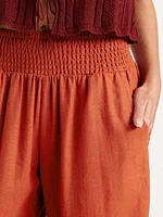 Mid-Rise Linen-Blend Harem Pants