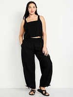 Mid-Rise Linen-Blend Harem Pants