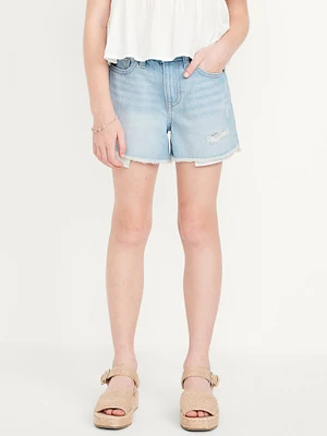 High-Waisted Ripped Frayed-Hem Jean Shorts for Girls