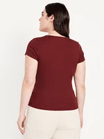 Ribbed Square-Neck T-Shirt