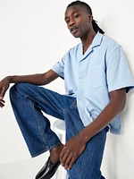 Short-Sleeve Cropped Heavyweight Camp Shirt