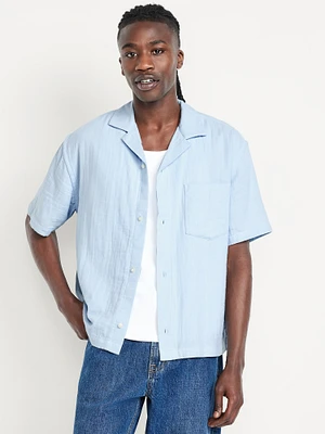 Short-Sleeve Cropped Heavyweight Camp Shirt