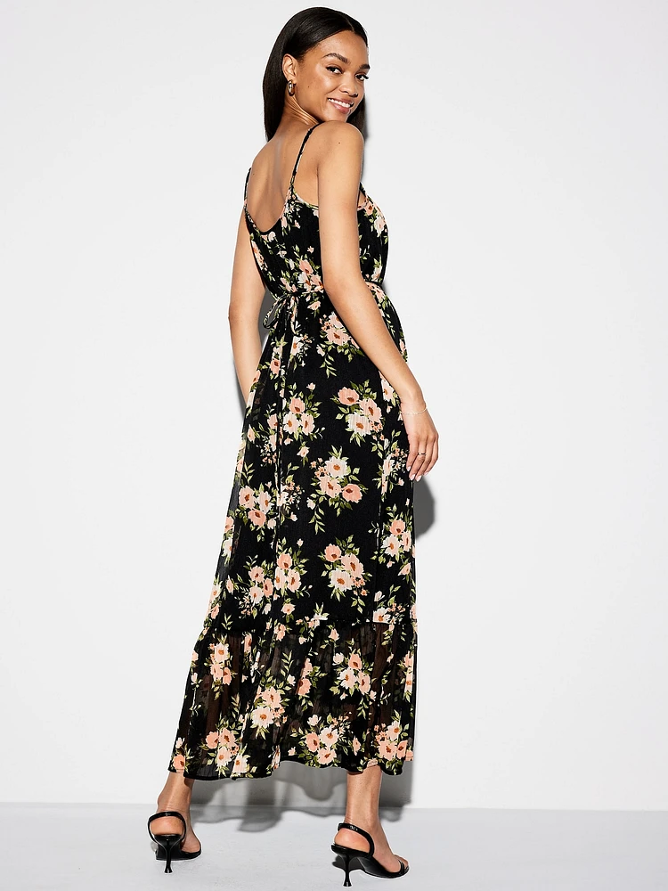The Occasion by Old Navy Waist-Defined Chiffon Maxi Dress