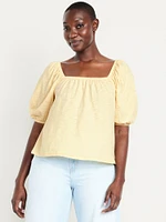 Square-Neck Puff-Sleeve Top