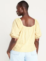 Square-Neck Puff-Sleeve Top