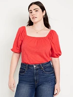Square-Neck Puff-Sleeve Top