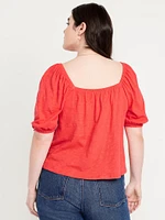 Square-Neck Puff-Sleeve Top