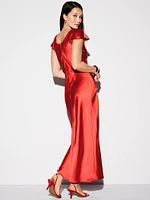 The Occasion by Old Navy Flutter-Sleeve Keyhole Satin Maxi Dress