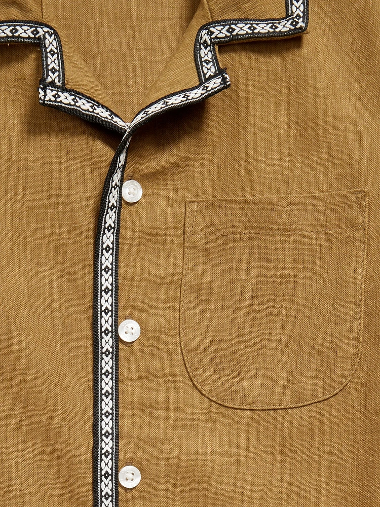 Short-Sleeve Linen-Blend Pocket Shirt for Boys