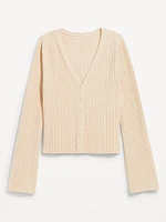 Textured Bouclé Button-Down Sweater