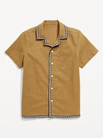 Short-Sleeve Linen-Blend Pocket Shirt for Boys