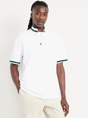 Mock-Neck Pique Quarter Zip