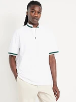 Mock-Neck Pique Quarter Zip