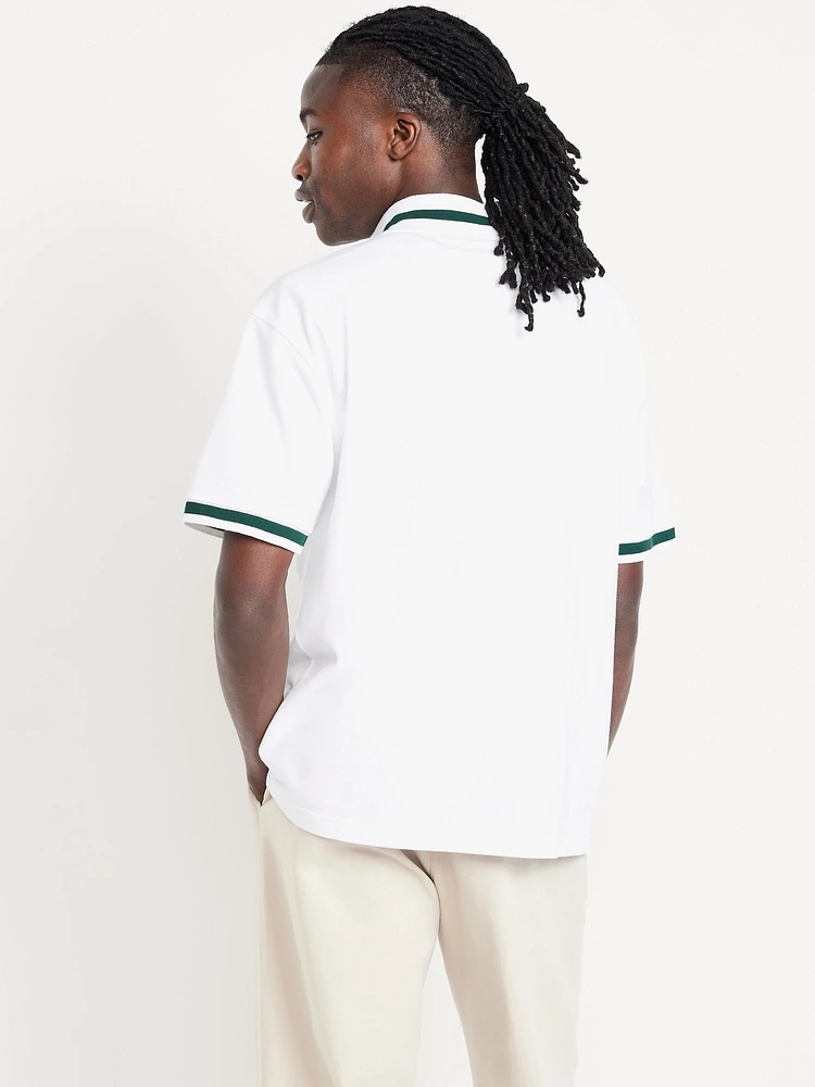 Mock-Neck Pique Quarter Zip